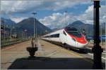 SBB ETR 610 from Geneva to Milan is arriving at Domodossola.