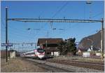 The SBB RABe 503 022-7 Johann Wolfgang von Goethe on the way to Milan by Roches VD.