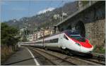 The SBB ETR 610 to Milano by the Veytaux-Chillon Station. 
29.03.2011