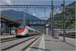 A SBB RABe 501  Giruno  is arriving  at Bellinzona.