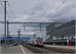 The SBB IC200 RABDe 502 008-1 (UIC 94 85 0 502 008-1 CH-SBB)  Lausanne Capitale Olymique  on a test-run in Prilly-Malley.