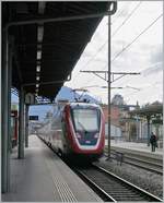 A SBB RABe 502  Twindexx  in Montreux on the way to Villeneuve.