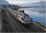 The SBB RABe 511 017 on the way to Geneva near Villeneuve.