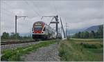 The SBB RABe 511 019 on the way to St-Maurice on the new Massogex Bridge.