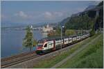 The SBB RABE 511 119 and an other one on the way to St Maurice by the Castle of Chillon.