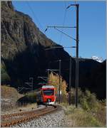 The TMR Region Alps RABe 525 040  NINA  on the way from Martingy to Le Châble between Bovernier and Sembrancher.