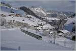 The BLS MIKA RABe 528 105 (Flirt 4) on the way back from Zweisimmen to Bern by Garstatt.