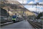 The BLS MIKA RABe 528 117 is the R1 to Domodossola. This service is arriving at Goppenstein. 

03.01.2024
