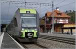 The BLS RABe 353 166 to Bern by his stop in Mülenen.