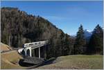 Two BLS Lötschberger RABe 535 the way to Zweisimmen on the Bunschenbach Bridge.