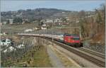 In the vineyards over Grandvaux: SBB RE 460 with an IC to St Gallen.