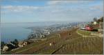 Unfortunately is on this big landscape with view over the Lavaux, Lausanne and La the Cote only a small part of train to see...