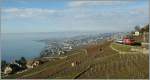 Unfortunately is on this big landscape with view over the Lavaux, Lausanne and La the Cote only a small part of train to see...
By Grandvaux, 04.01.2013