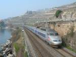 TGV Lyria from Paris to Brig by Rivaz on The Lake of Geneva.