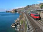 SBB Re 460 097-9 with an Interregio to Brig by Rivaz  05.03.2008