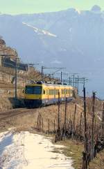 The  Train des Vignes  (Vineyard Train) in the wintertime between Chexbres and Vevey. 
15.02.2009