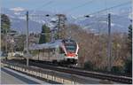 The SBB RABe 523 023 on the way to Vallorbe just after Vevey.