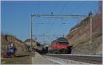 The SBB Re 460 033-8 with an IC1 on the way to St.Gallen  betwenn Bossière and Grandvaux.