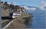 The SBB Flirt RABe 523 016 is the S5 to Grandson. This train is now between St Saphorin and Rivaz. 

11.01.2022