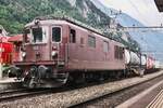 A scene from the past: BLS 168 banks an intermodal train out of Erstfeld on 6 June 2015.