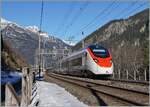 In addition to the ICNs oictures (see ID 54934) , I also photographed the RABe 501  Giruno  trains, which have since dominated the Gotthard axis. While they may be dominant, they are not a common sight on the  Gotthard Panorama Route : Due to planned maintenance work in the Gotthard Base Tunnel, most IC/EC trains will run via Göschenen - Airolo from Monday to Friday from January 13 to January 24, 2025. After the sun disappeared behind the mountains in Airolo at midday, it appeared in Göschenen at the appropriate time from midday. The photo was taken near the entrance signal in Göschenen and shows the two SBB RABe 501 016  Glarus  at the front and 501 008  Monte Ceneri  at the rear as IC 21 10671 on the journey from Basel SBB to Lugano. January 21, 2025