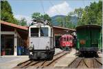 The ABFe 2/4 N° 10 and the RhB ABe 4/4 n° 35 by the B-C in Chaulin.