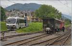 A CEV local train from Les Pleiades to Vevey on the left and a Blonay Chamby train to Chaulin ont the right in Blonay.
19.06.2018