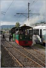 Blonay-Chamby Mega Steam festival 2018: The TS 60 (1998) from the Musée des Tramways à Vapeur et chemin de fer Secondaires française and the Blonay Chamby FP G 2/2 (1900) in Blonay.