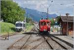The Blonay Chamby Bernina Bahn ABe 4/4 35 and the CEV Beh 2/4 72 in Blonay.