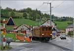 50 years Blonay -Chamby Railway - Mega Bernina Festival (MBF) wiht his Special Day Bündnertag im Saaneland: The RhB Ge 4/4 181 / BB Ge 4/4 81 wiht his spcial train to Gstaad is arriving at Montbovon.
 14.09.2018