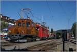 50 years Blonay -Chamby Railway - Mega Bernina Festival (MBF): The RhB Ge 2/2 161 Asnin and the RhB ABe 4/4 35 in Blonay. 09.09.2018