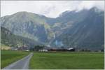 The Blonay-Chamnby HG 3/4 N° 3 with a DFB (Dampfbahn Furka Bergstrecke) train on the way from Oberwald to Reckingen. 

16.08.2014