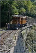 50 years Blonay Chamby Mega Bernina Festival - The Bernina RhB Ge 4/4 182 by the Blonay-Chamby Railway: by the Baie of Clarens Bridge in Vers-Chez-Robert.