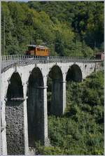 50 years Blonay Chamby Mega Bernina Festival - The Bernina RhB Ge 4/4 182 by the Blonay-Chamby Railway: on the Baie of Clarens Bridge.