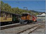 50 years Blonay Chamby Mega Bernina Festival - The Bernina RhB Ge 4/4 182 by the Blonay-Chamby Railway: in Vevey with the RhB ABe 4/4 35.

09.09.2018