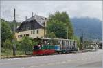 The Blonay Chamby G 2/  N° 4  Rimini  wiht his short train is approching the Blonay Station.