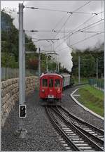 The Blonay-Chamby G 3/3 N° 5 (LEB) and the RhB ABe 4/4 35 wiht the Riviera Belle Epoque Service from Vevey to Chaulin in St Legier Gare.