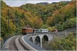 The Blonay Chamby Bernina Bahn Ge 4/4 81 with his train on the way to Blonay on the Baye de Clarnes Viadukt.  

11.10.2020