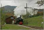 The Blonay-Chamby G 2x 2/2 105 by the station Cornaux.