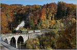 A DER 2020 by the Blonay-Chamby: The Blonay-Chamby G 2x 2/2 105 on the way to Blonay on the Baye of Clarens Viadukt.