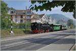 The Blonay-Chamby G 2x 2/2 105 is arriving at Blonay.