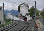 The Blonay-Chamby G 2x 2/2 N° 105 with his spezial Service on the way to Chamby in St-Légier Gare.