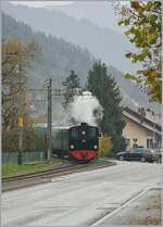 La DER du Blonay-Chamby / the Blonay-Chamby Saison End 2021: the G w2x 2/23 105 is arriving at Blonay.