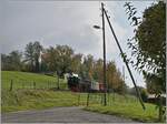 The Blonay-Chamby G 2x 2/2 105 on the way to Blonay by Cornaux.