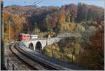 The Blonay Chamby Railway RhB ABe 4/4 I N° 35 comming form Chaulin and on the way to Vevey Chaulin on the Bay de Clarens Viadukt.