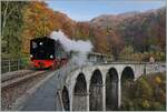 The Blonay Chamby Railway G 2x 2/2 105 comming form Chaulin and on the way to Blonay on the Baye de Clarens Viadukt. 

31.10.2021