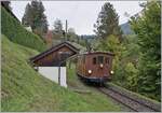 TZhe BOB HGe 3/3 29 by the Blony-Chamby Railway is arriving at the Chantemerle Station.