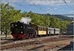 The G 2x 2/2 105 with his Riviera Belle Epoque from Chaulin to Vevey is arriving at his termiate station.