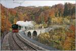 The Blonay-Chamby G 2x 2/2 105 on the Baye de Clarens Viaduct on the way to Blonay.