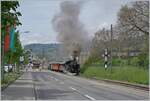 The BFD HG 3/4 N° 3 leaving wiht his service to Chaulin the Blonay Station.